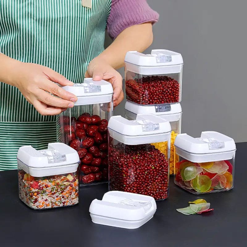 Set Of 3 Plastic Food Storage Container, Kitchen Organizer Jars Box, Transparent Sealed Cans Jars For Spices, Multi Capacity Grain Storage Box, Kitchen Snacks Dry Plastic Fresh Keeping Tank Set Of 3 Plastic Food Storage Container, Kitchen Organizer Jars Box, Transparent Sealed Cans Jars For Spices, Multi Capacity Grain Storage Box, Kitchen Snacks Dry Plastic Fresh Keeping Tank